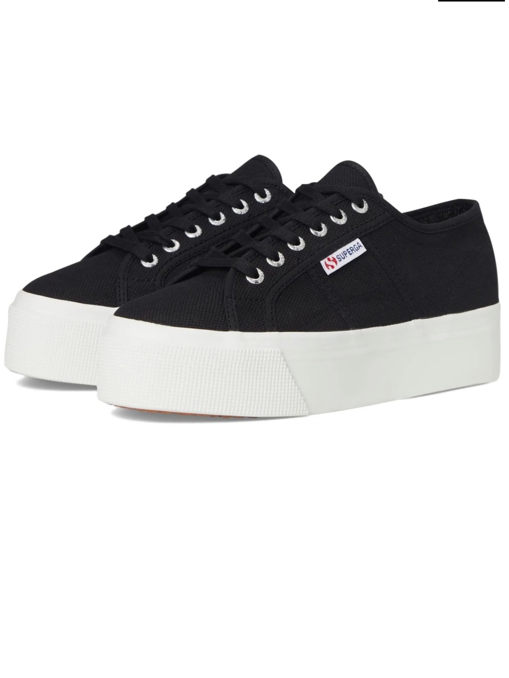 Superga Black Canvas Platform Low-Top Sneakers